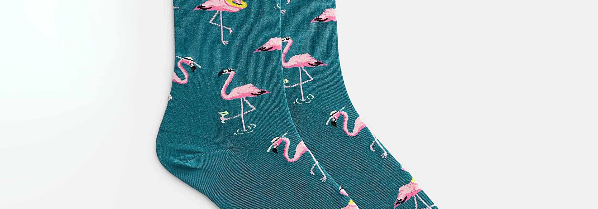 ♣ Green Funky Flamingo Socks