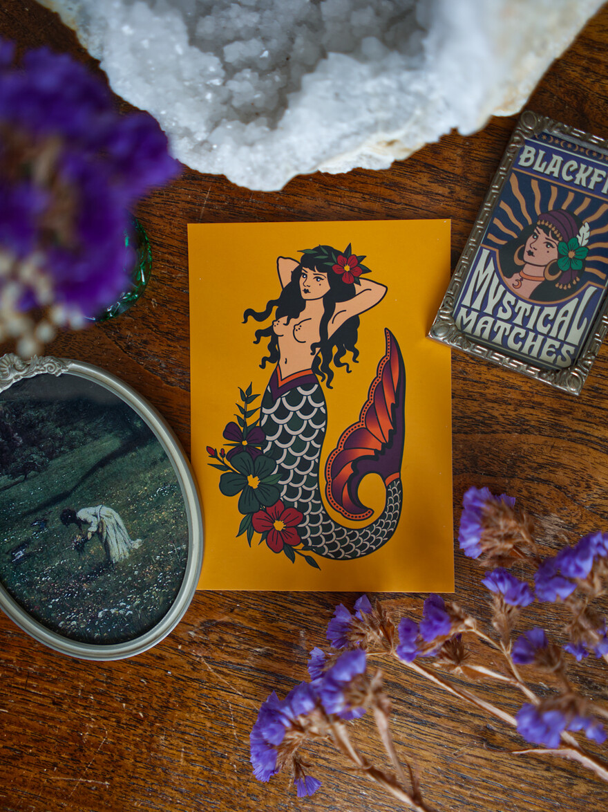 Postcard The Mermaid Yellow