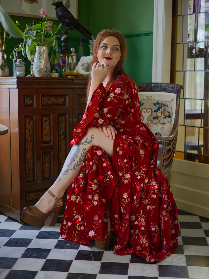 The Aurora Velours Dress COSMOS