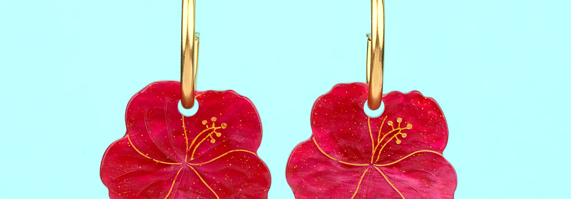 ♣ Pink Hibiscus Earrings (Pair)