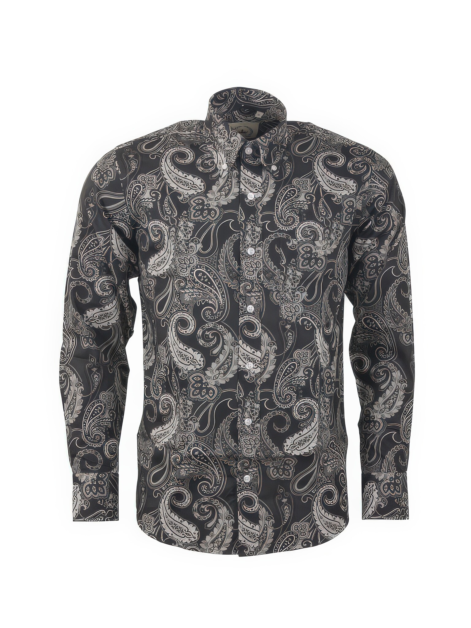 NORMAN CASERTA PAISLEY SHIRT - BLACK