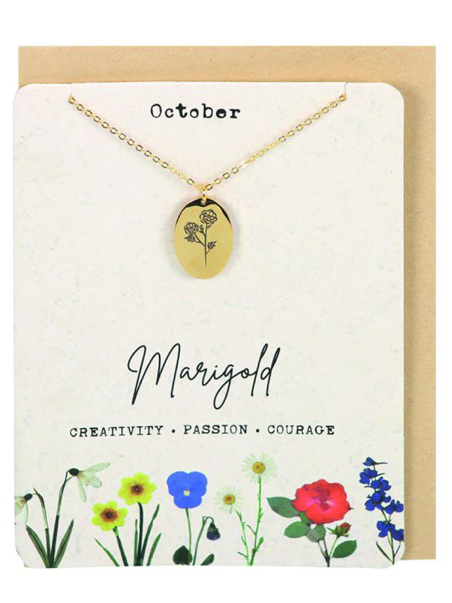 Birth Flower Postcard With Necklace - October