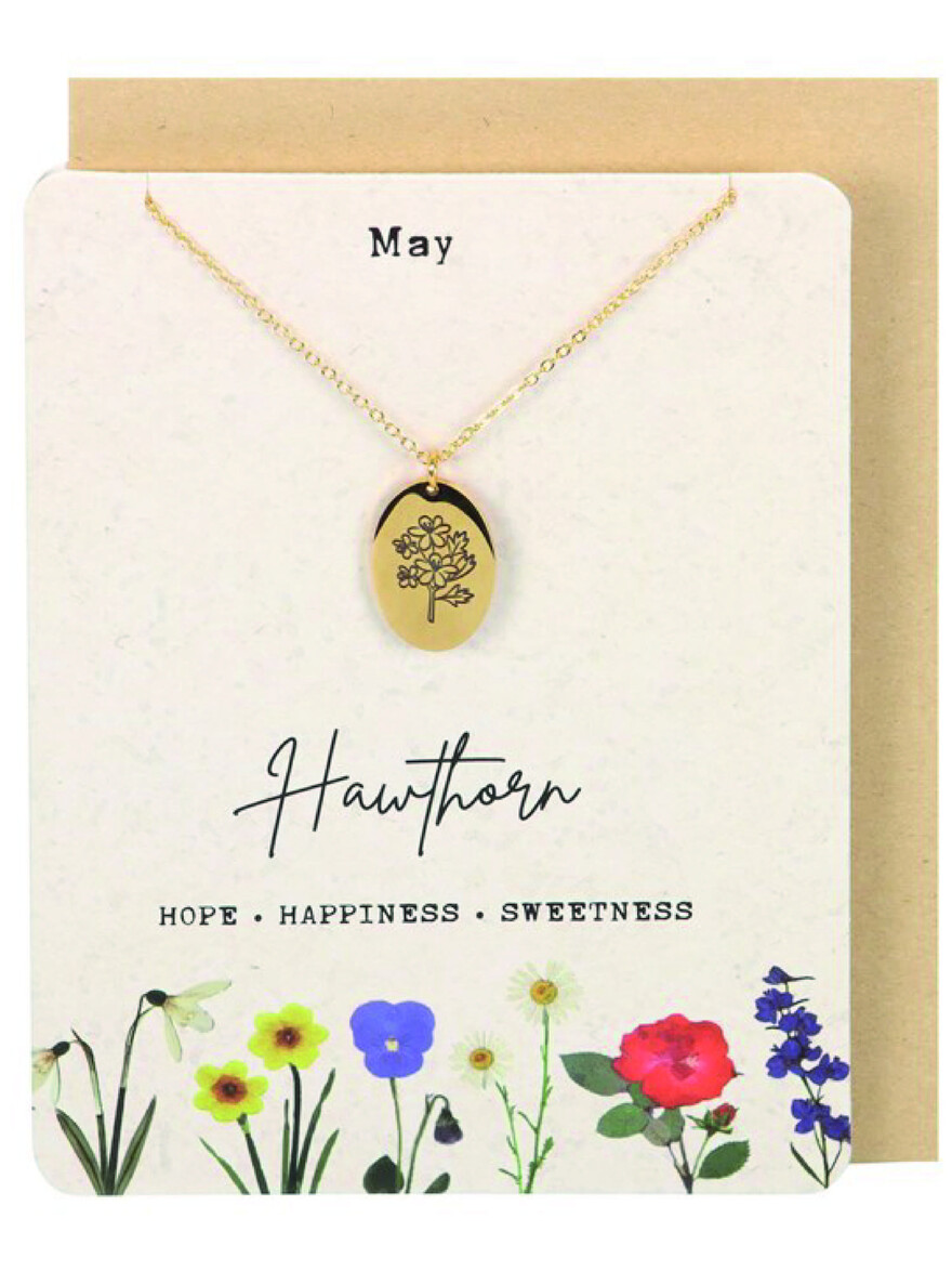 Birth Flower Postcard With Necklace - May