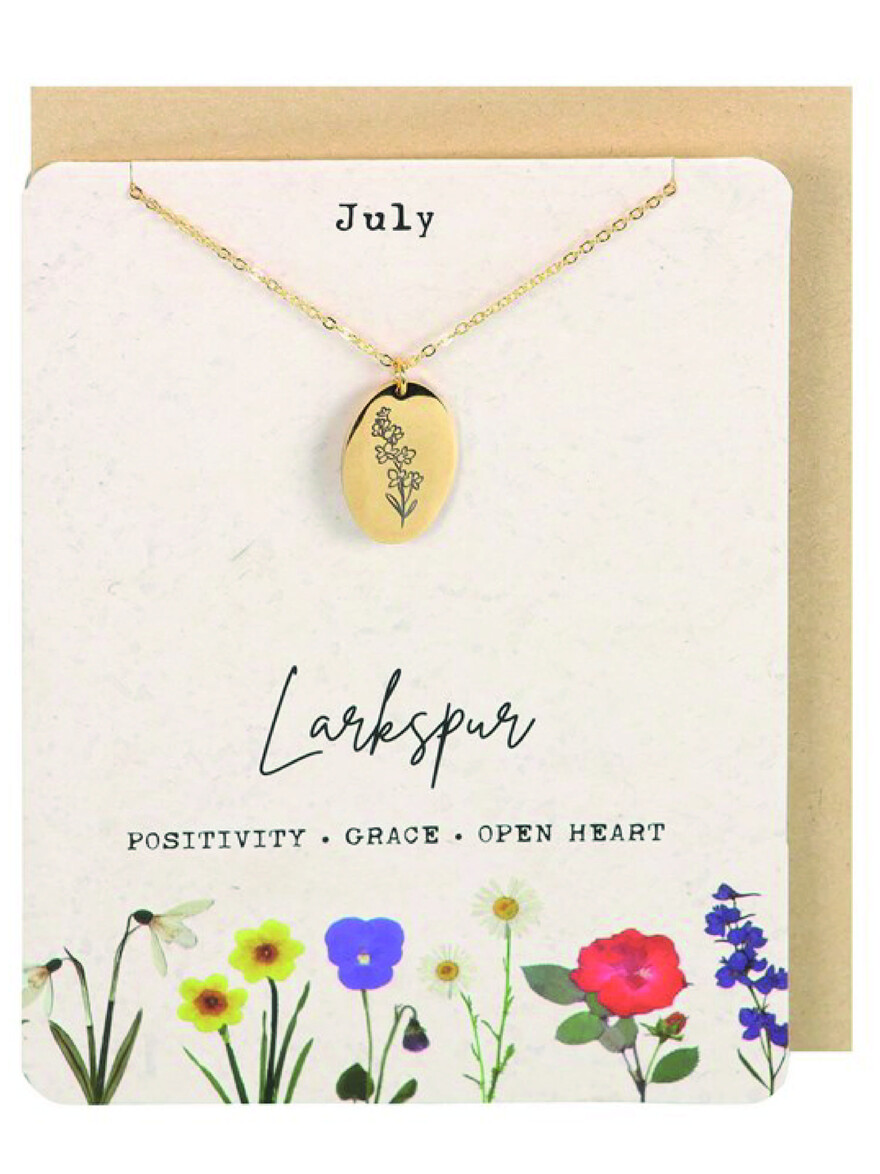 Birth Flower Postcard With Necklace - July