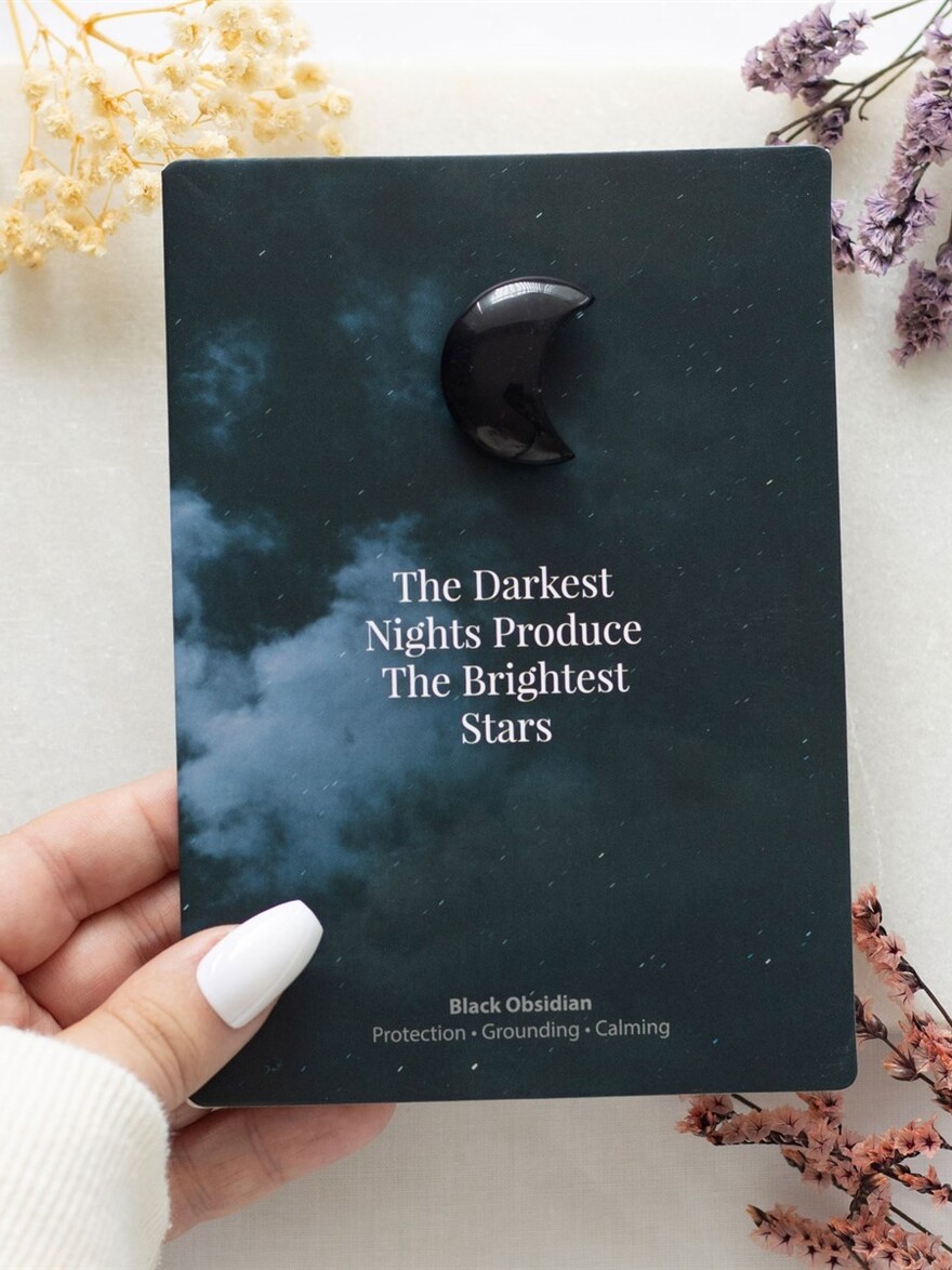 Crystal On  Postcard -   Black Obsidian