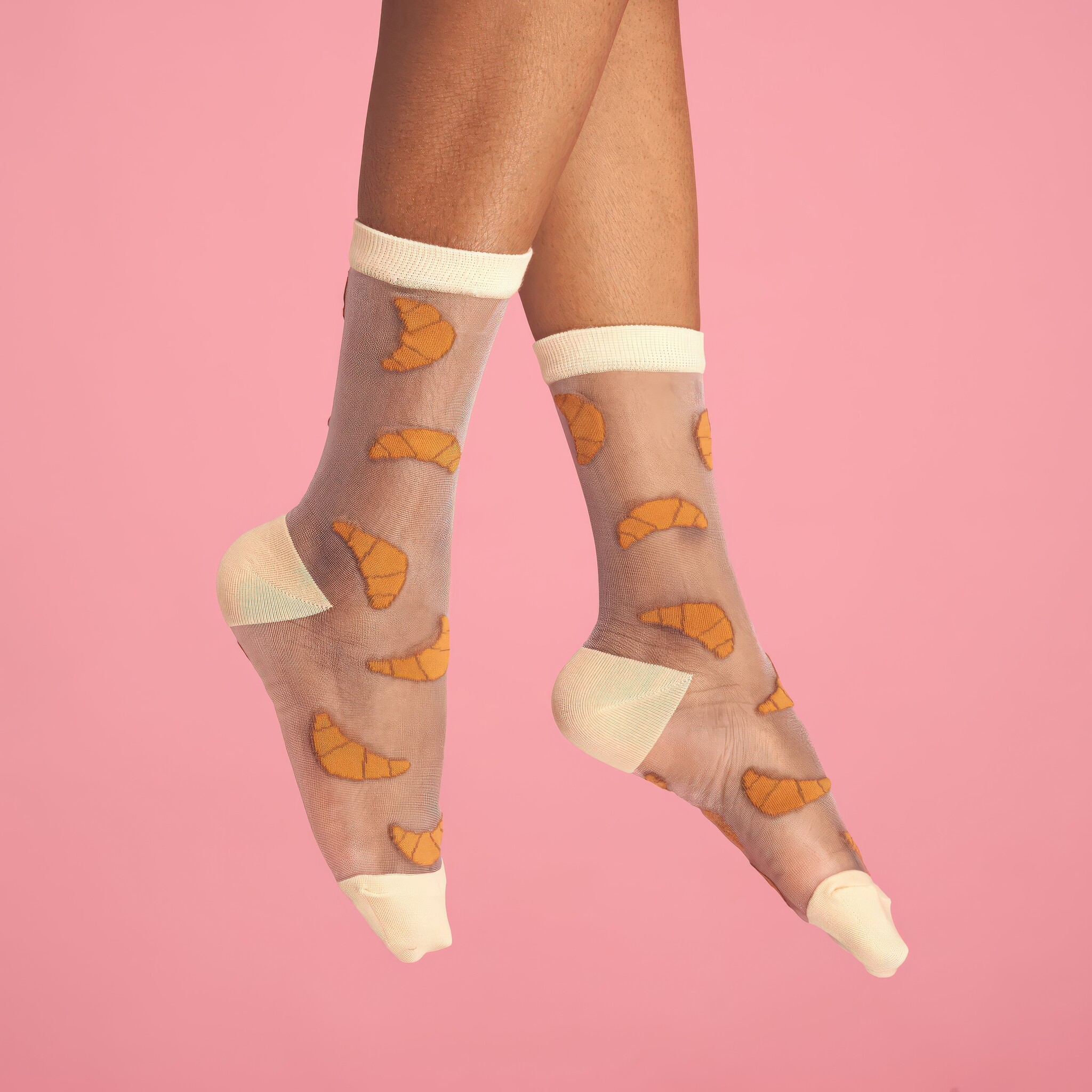 Yellow Croissant Sheer Socks-2
