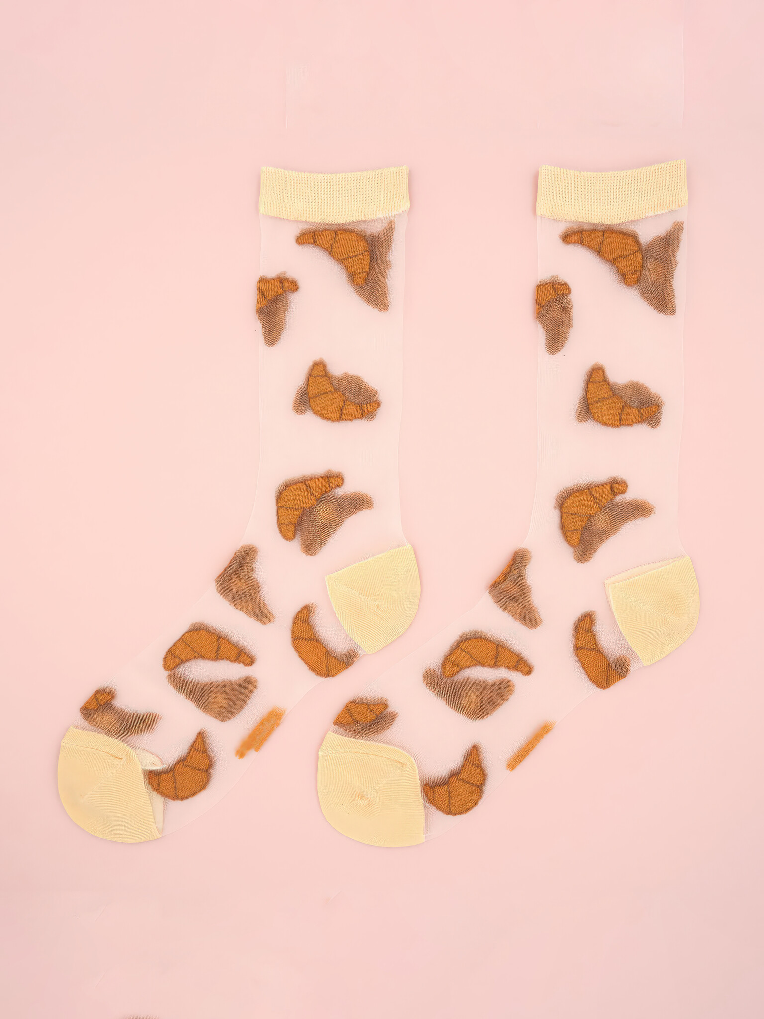 Yellow Croissant Sheer Socks-1