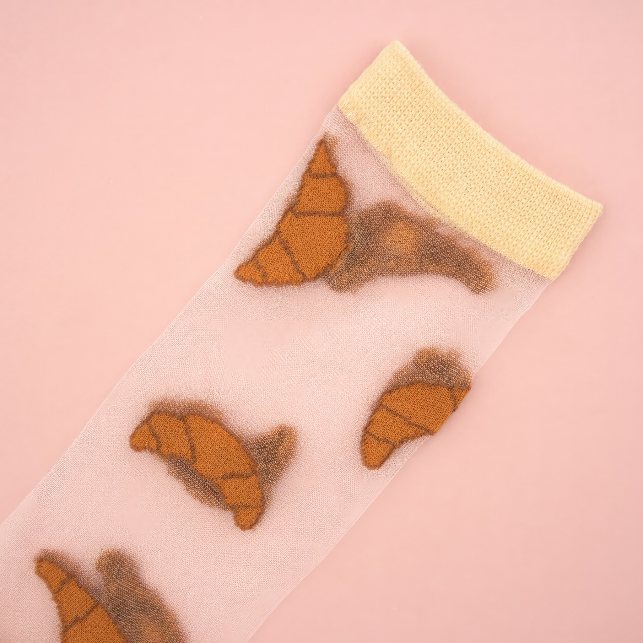 Yellow Croissant Sheer Socks-3