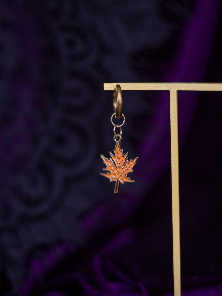 Orange Autumn Leaf Earring (a piece)
