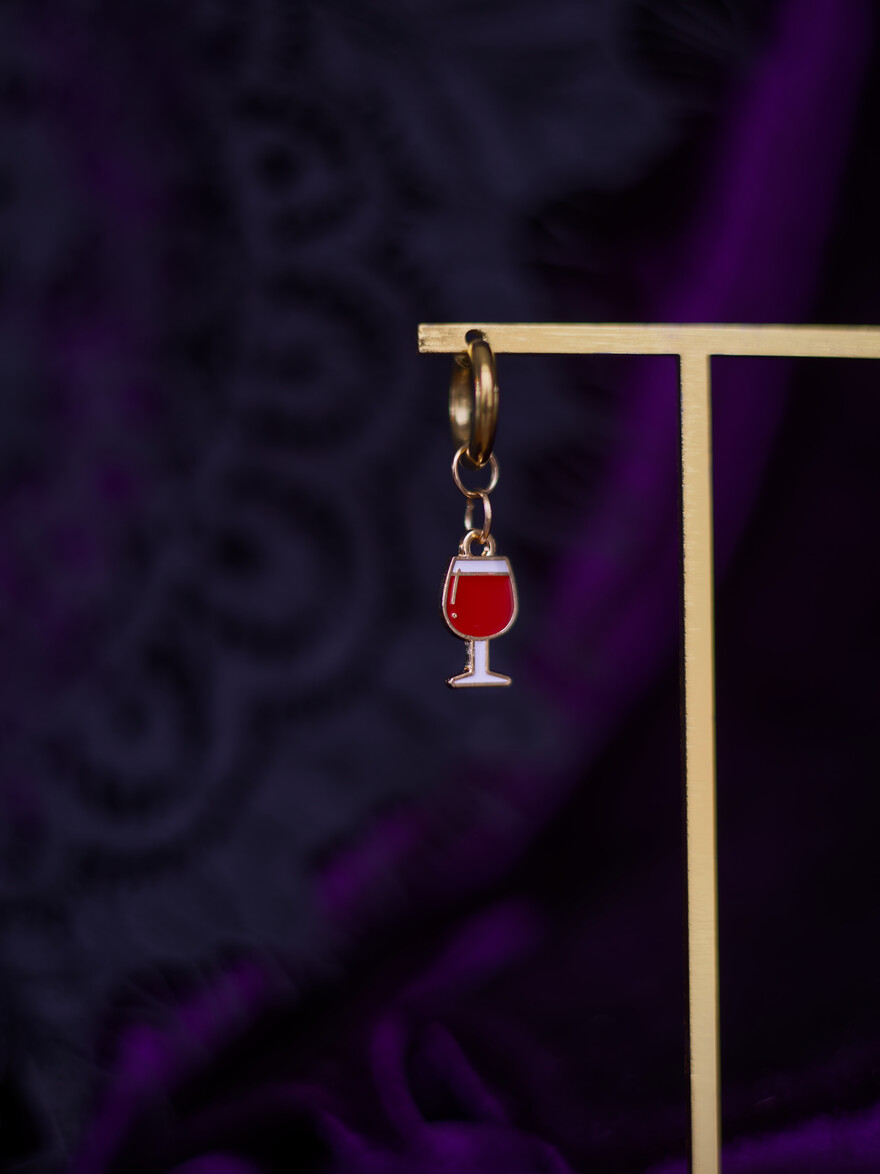 Time For Wine Glass Earring (a piece)