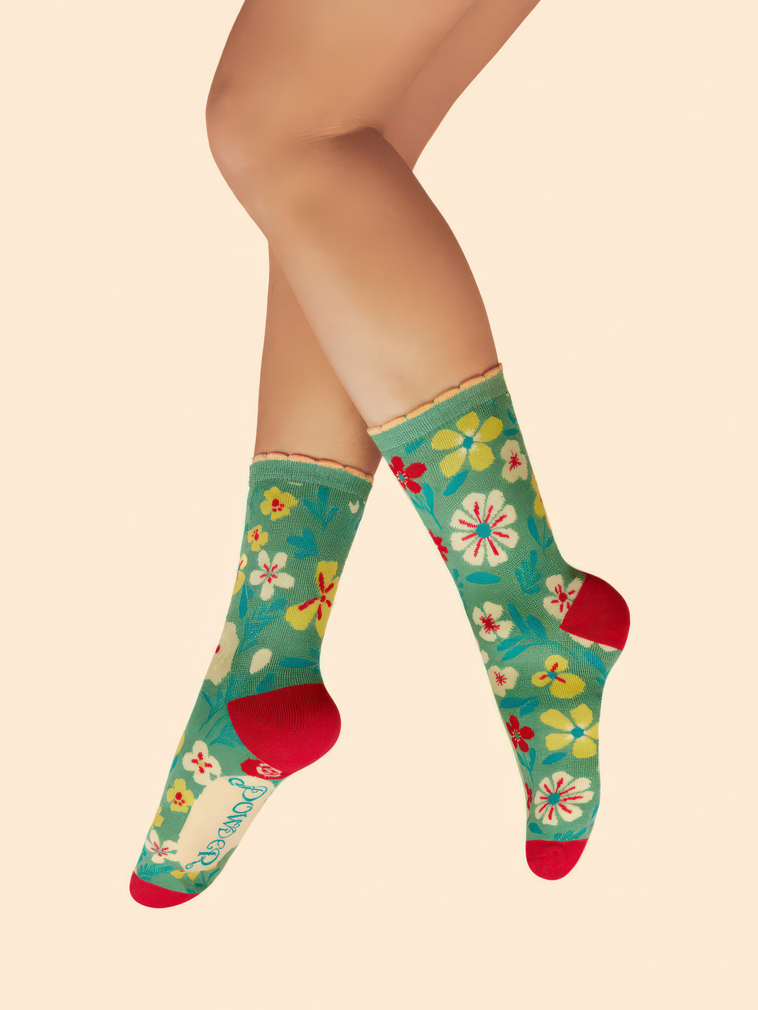 Blooming Lovely Ankle Socks - Sage-1
