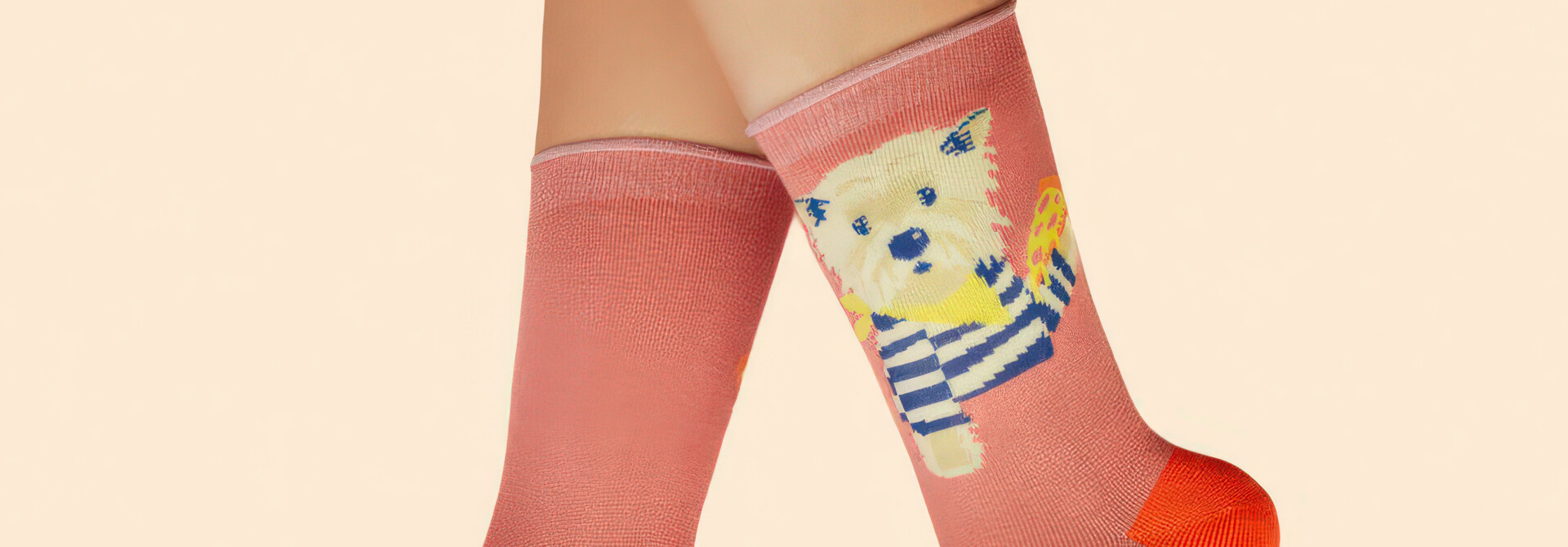 Puppy Pizza Lover Ankle Socks - Coral