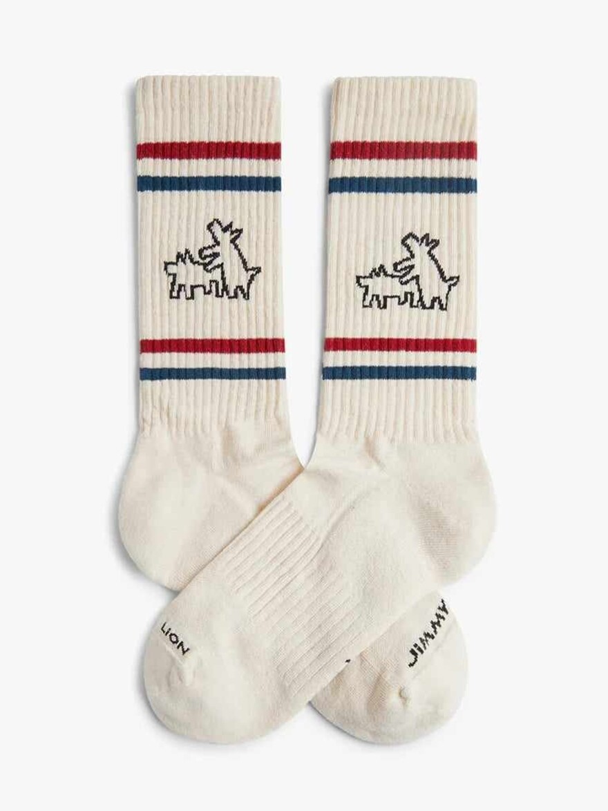 ♣ Beige Athletic Keith Haring Two Dogs Socks