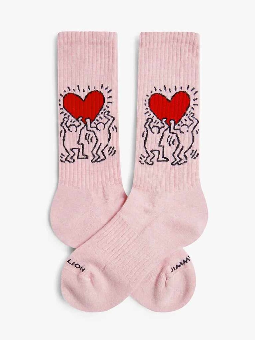 ♣ Pink Athletic Keith Haring Heart Socks