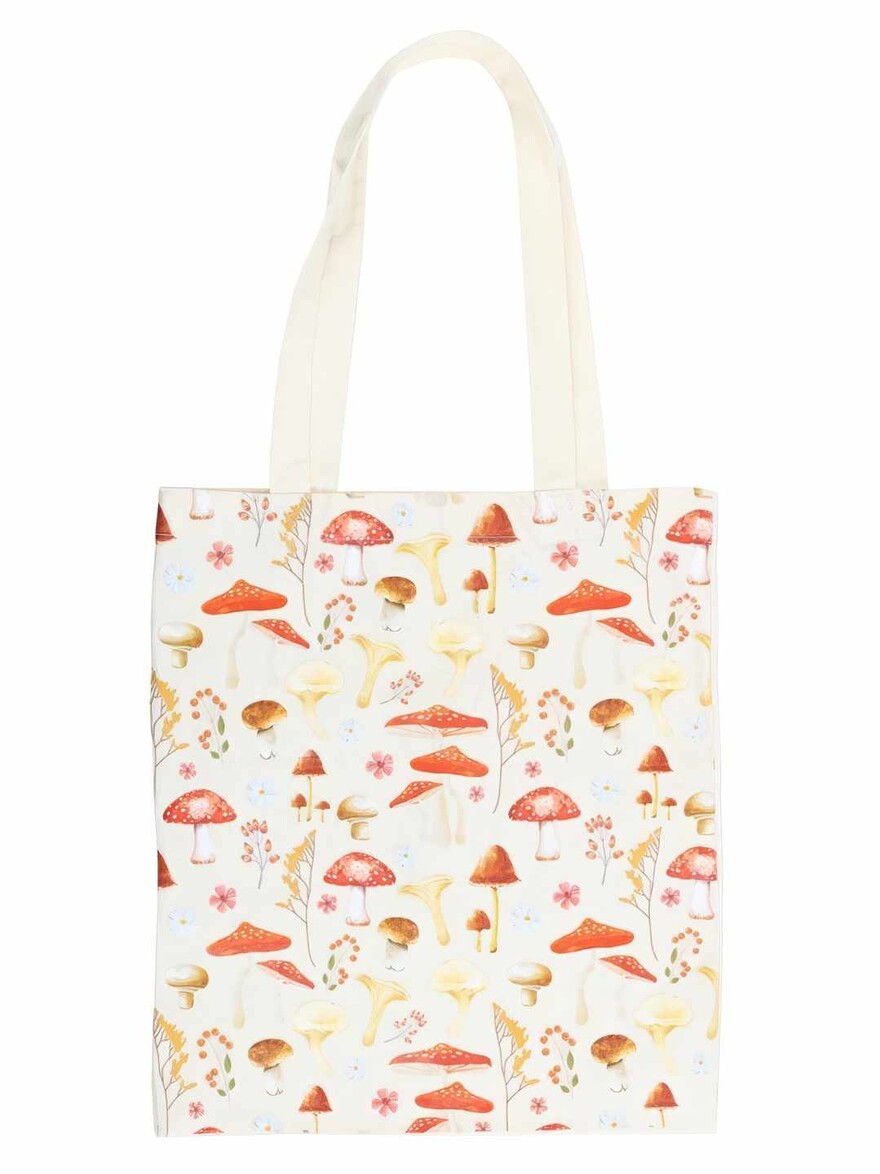 Mushroom Print Polycotton Tote Bag
