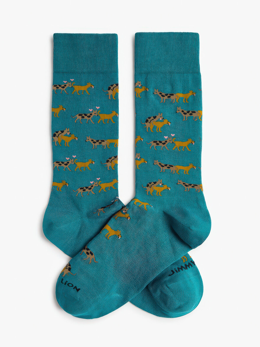 ♣ Dark Aqua Puppy Love Socks