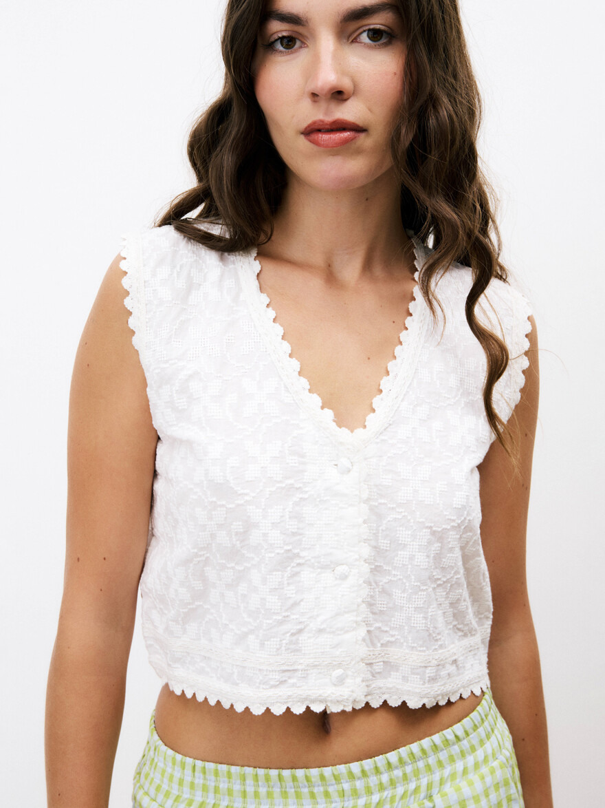 Maeve Lovely Lace Crop Top