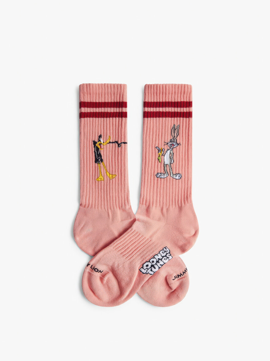 ♣ Pink Athletic Daffy vs Bugs Socks