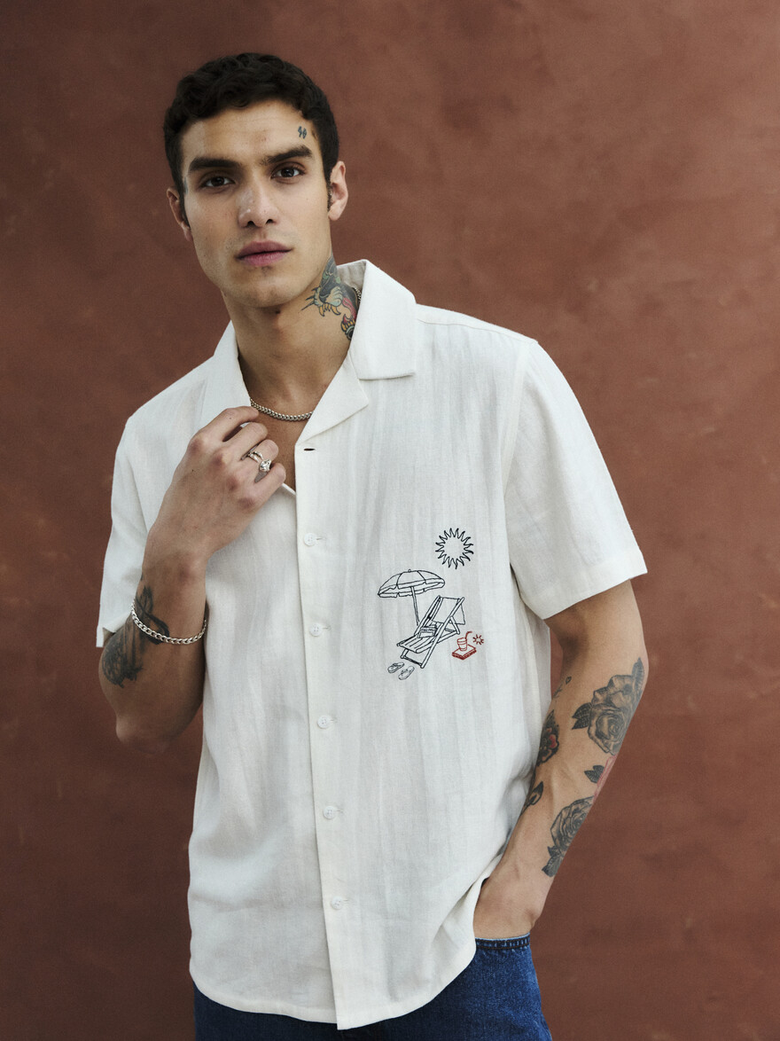 SdPapio Sunday News Embroidered Shirt