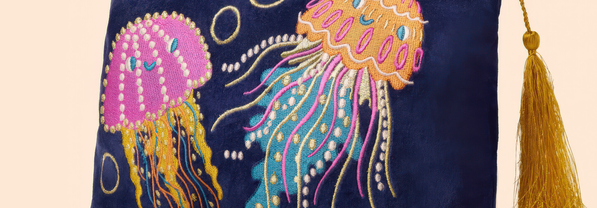 Velvet Zip Pouch - Jolly Jellies - Navy