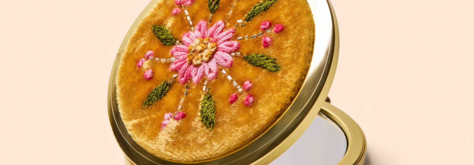 Embroidered Mirror - Mustard Flower