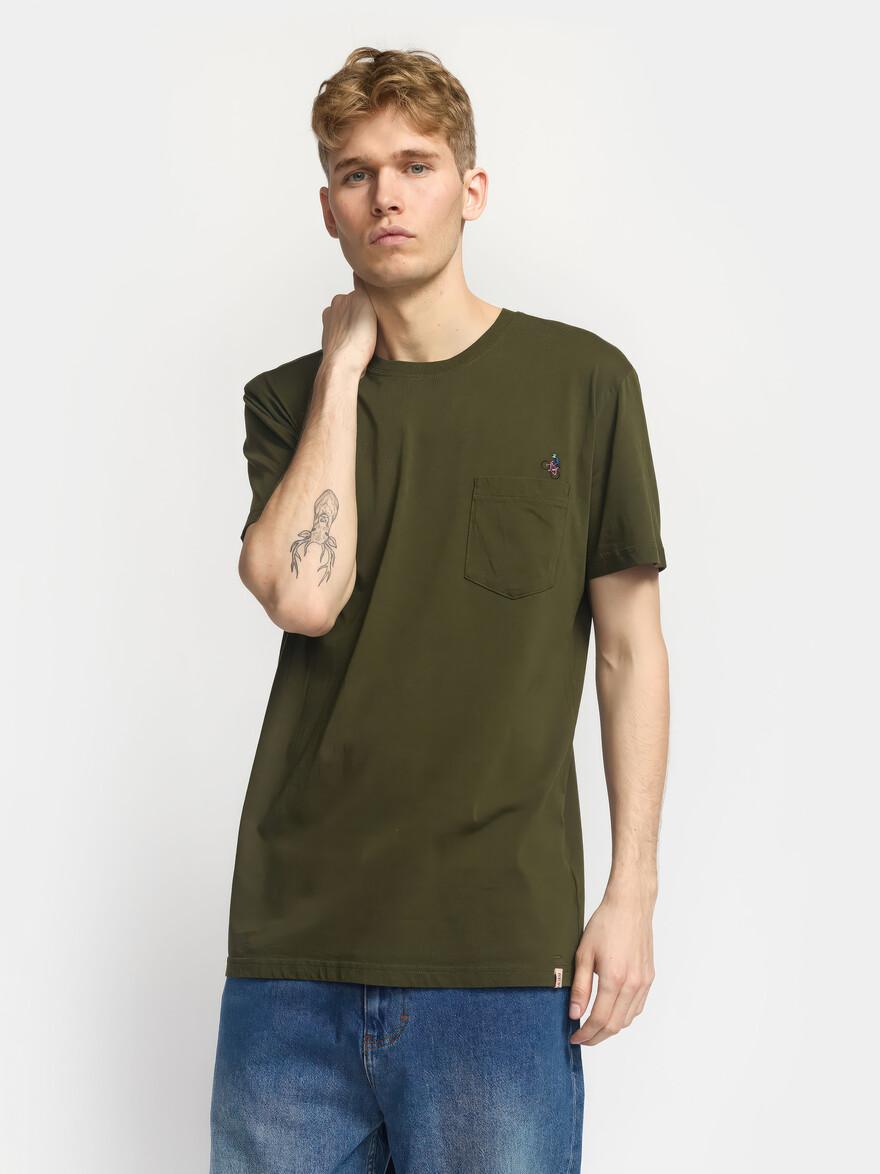 ♣ Army Green Wheelie Pro Pocket Tee