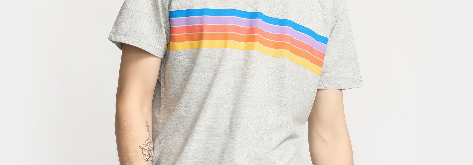 ♣ Grey Mel Painting Stripes Tee