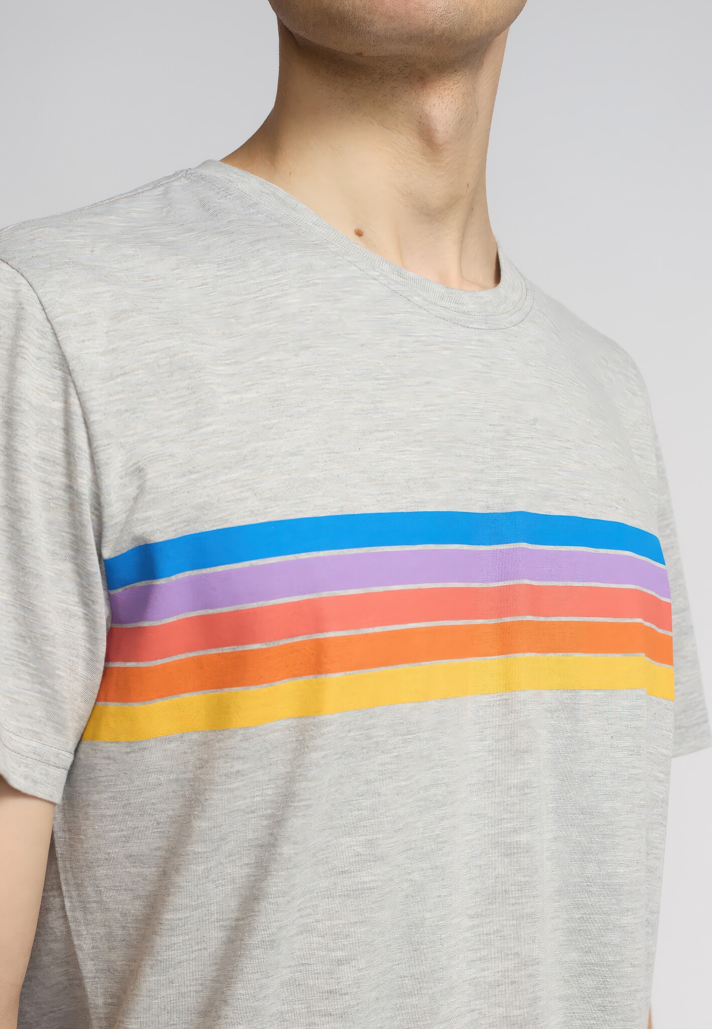 ♣ Grey Mel Painting Stripes Tee-2