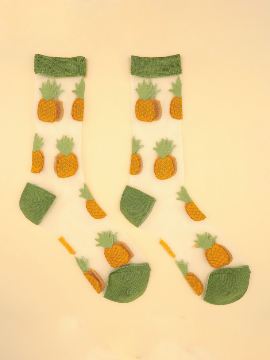 Pineapple Sheer Socks ONE SIZE (EU 36-40)