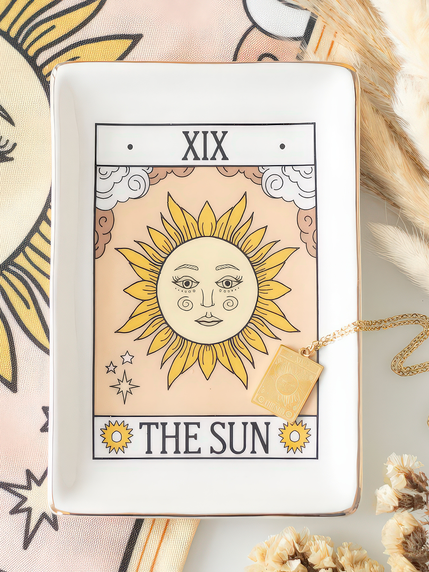 The Sun Vintage Tarot Ceramic Trinket Dish-1