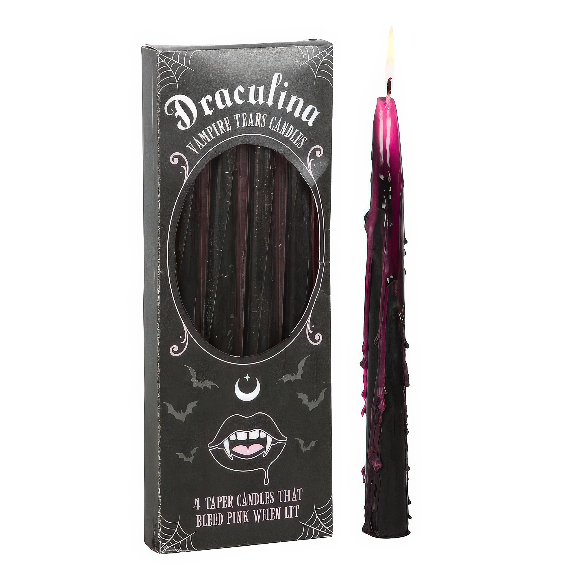 Set of 4 Pink Vampire Tears Taper Candles-2