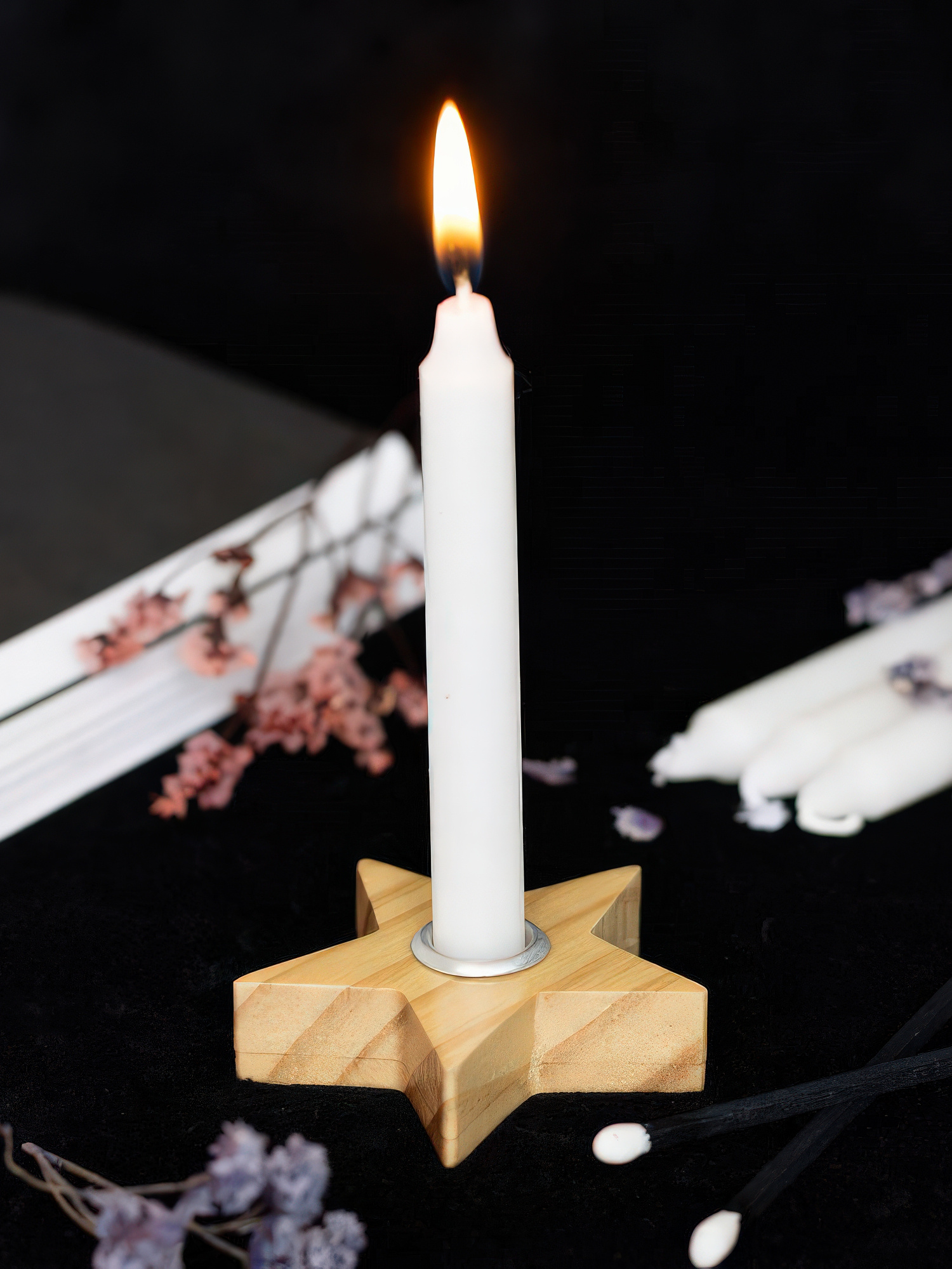 Wooden Star Spell Candle Holder-1