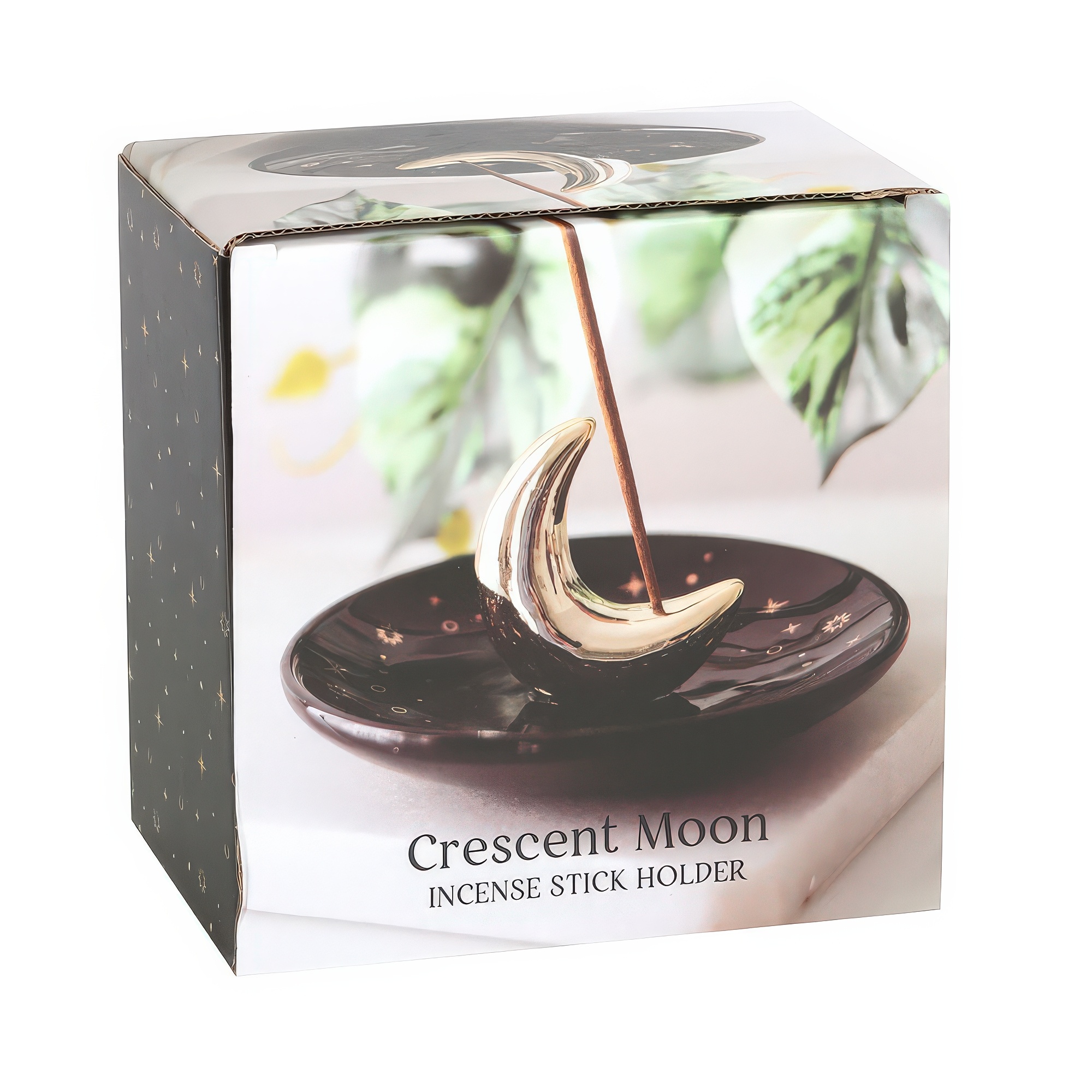 Gold Crescent Moon Ceramic Incense Stick Holder-3