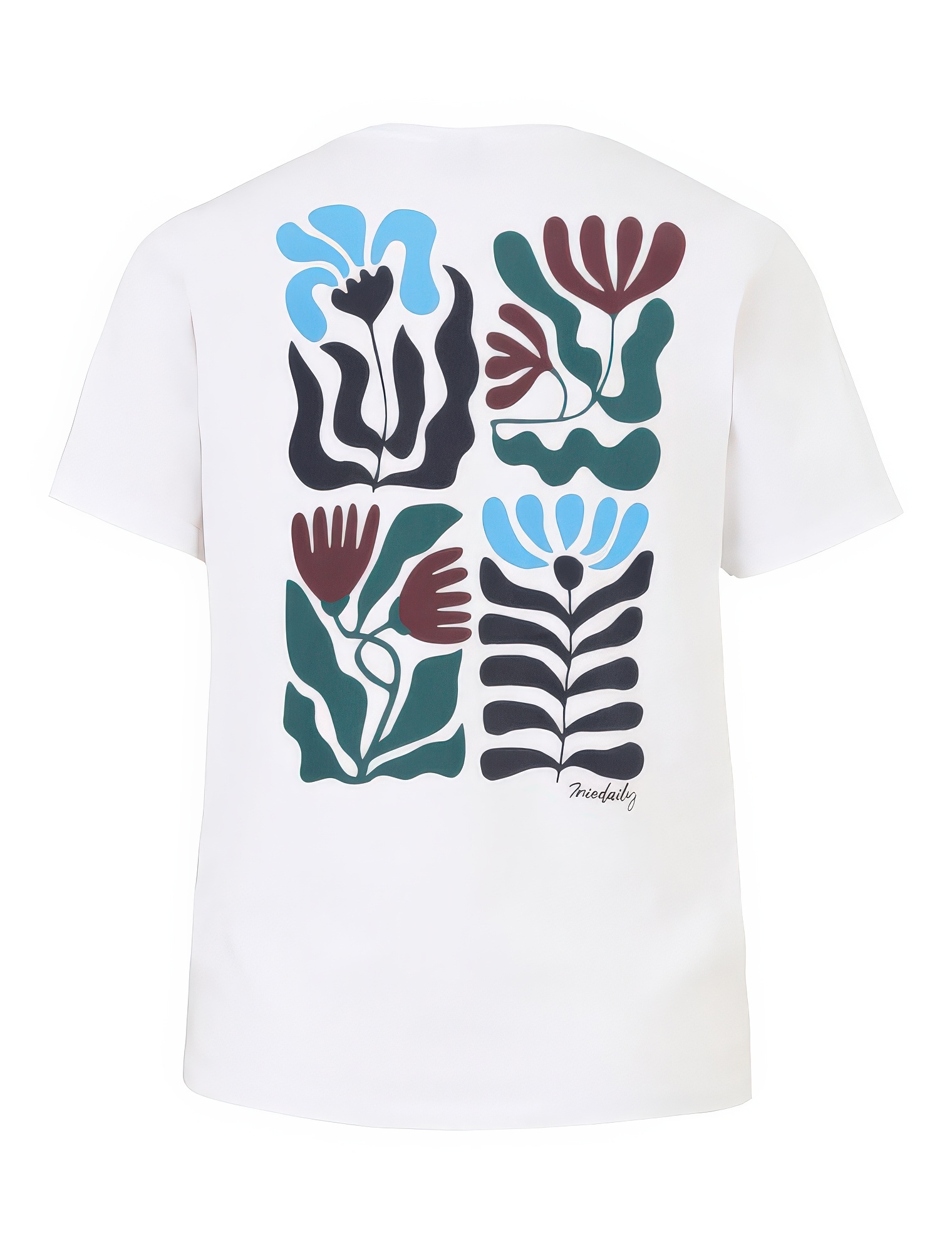 ♣ Square Wiggly Flowers White Tee-2