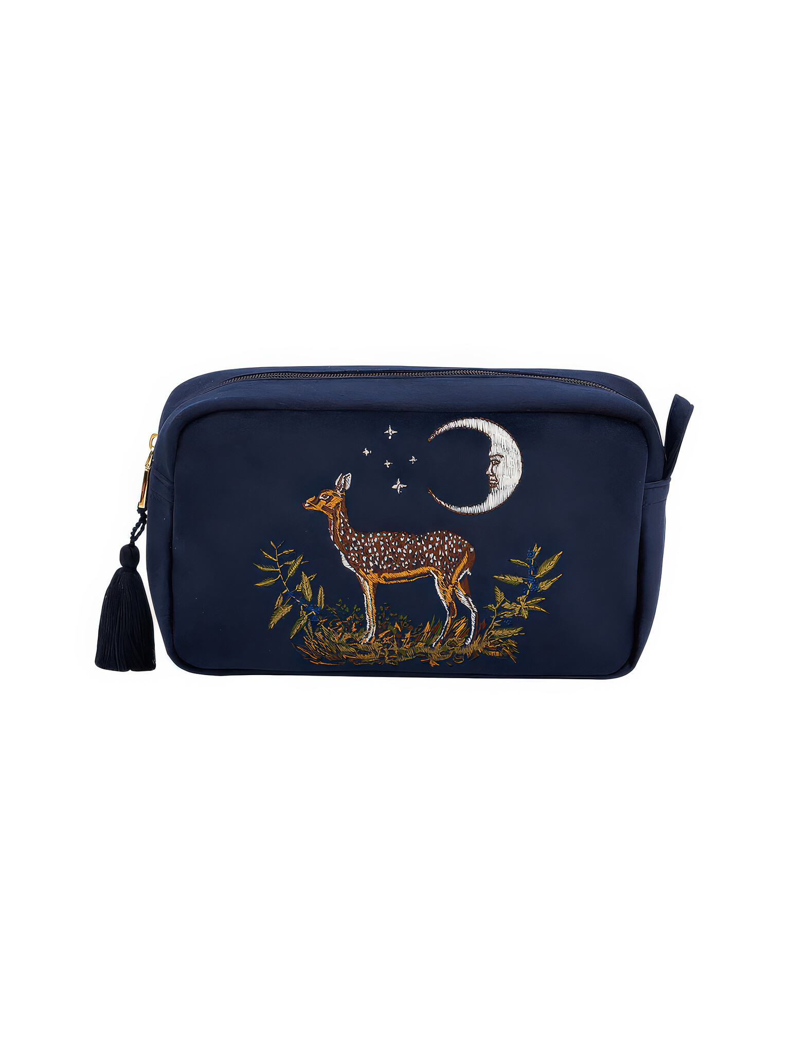 Deer and Moon Embroidered Makeup Pouch-1