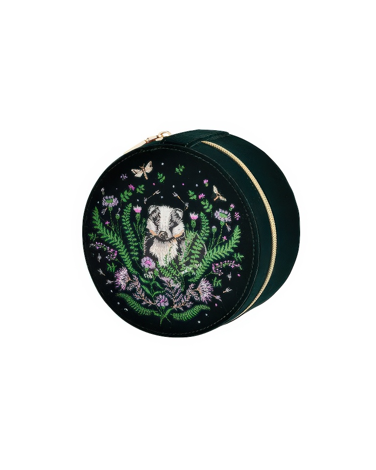 Nocturnal Garden Badger Embroidered Jewelry Box-1