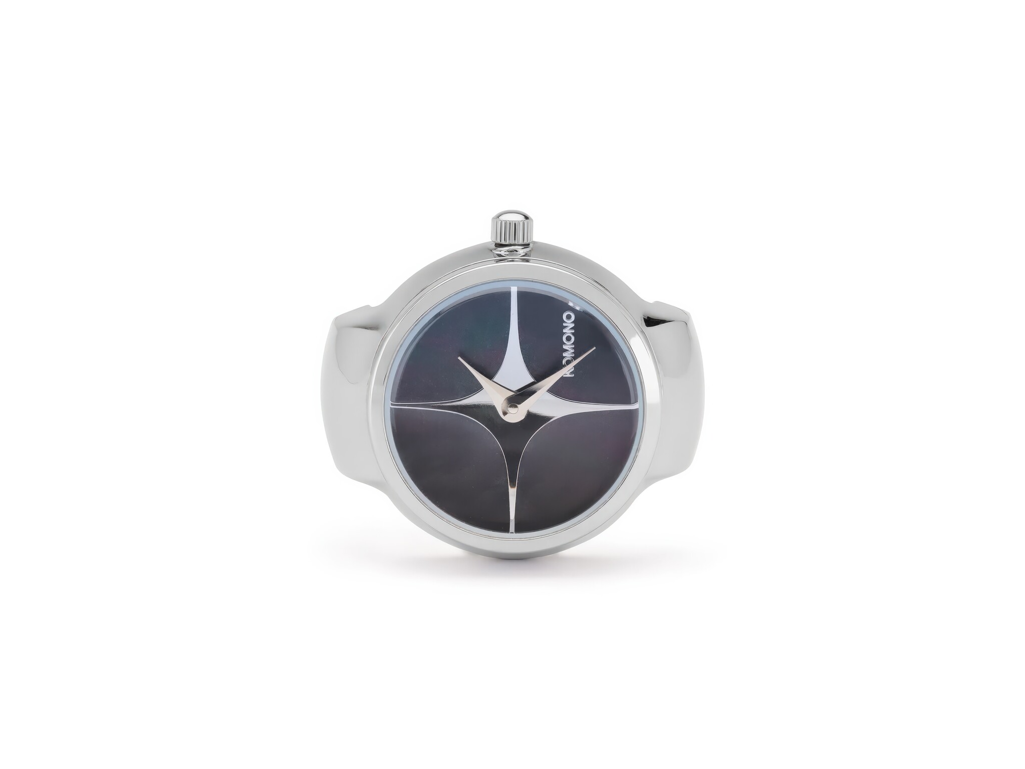 Noor Silver Black Ring Watch-2