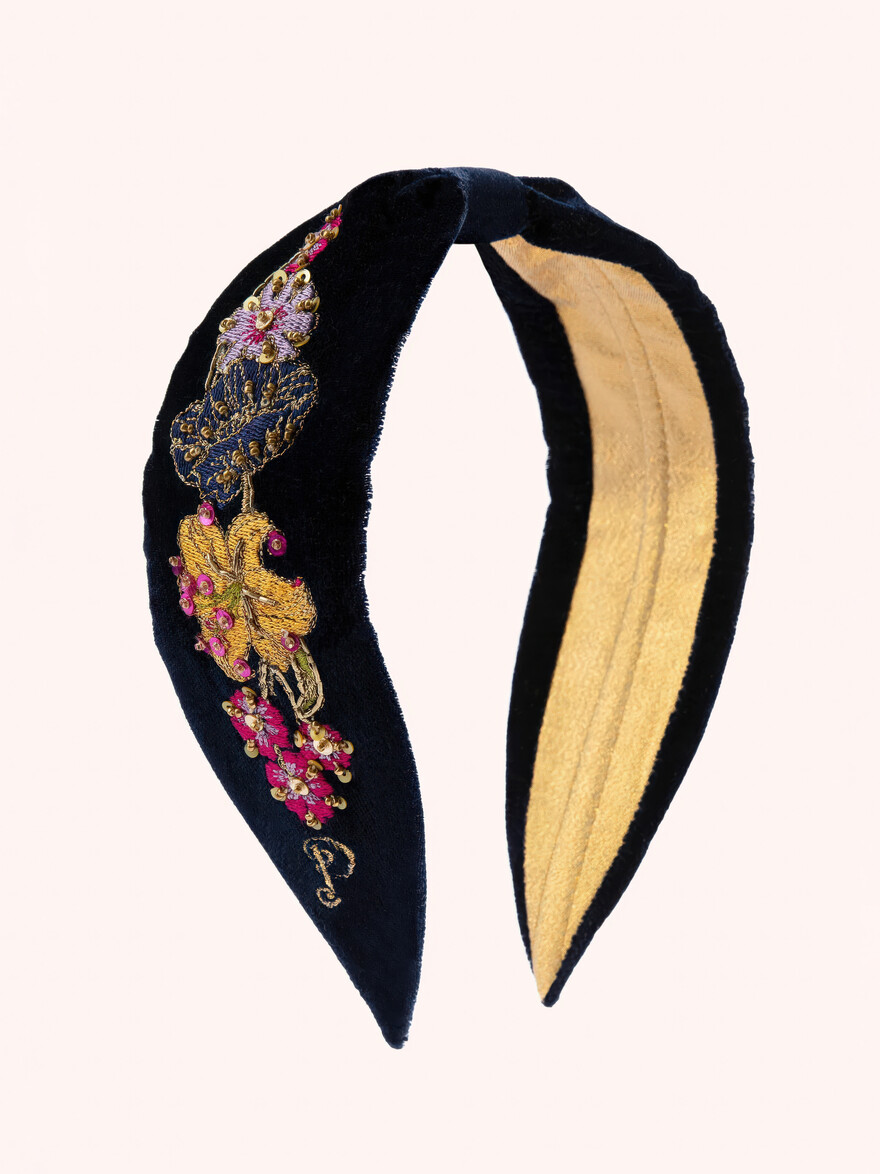 Velvet Headband - Midnight Posy