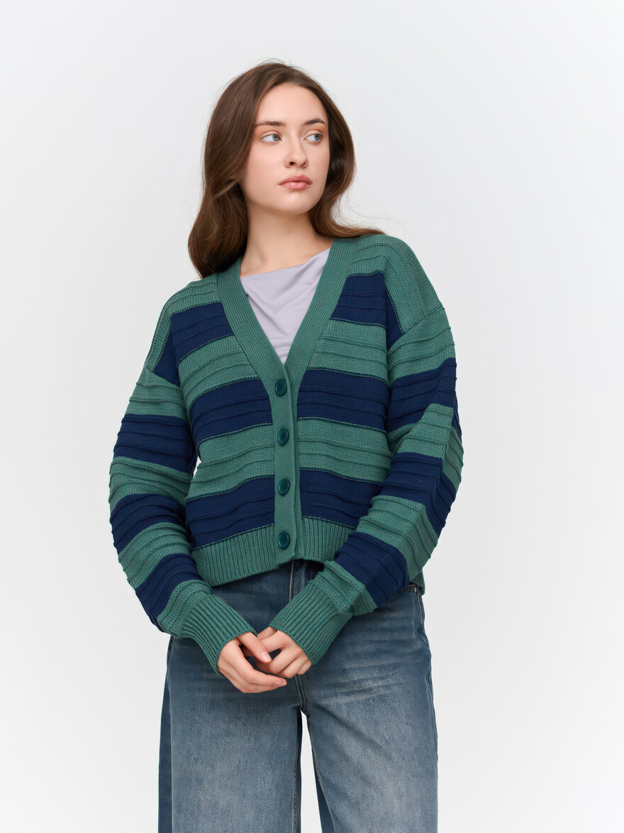 ♣ Sea And Sky Striped Cardigan