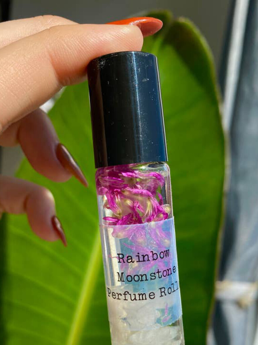 Gemstone Perfume Roller RAINBOW MOONSTONE