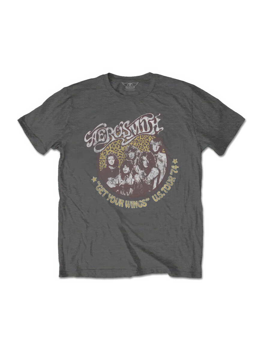 Aerosmith - Cheetah Print Charcoal Grey Tee