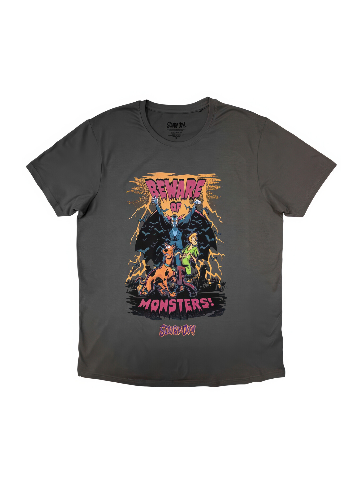 Scooby Doo - Beware Of Monsters Charcoal Tee-1