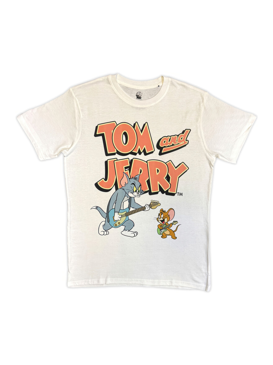 Tom & Jerry - Playing Guitar White Tee