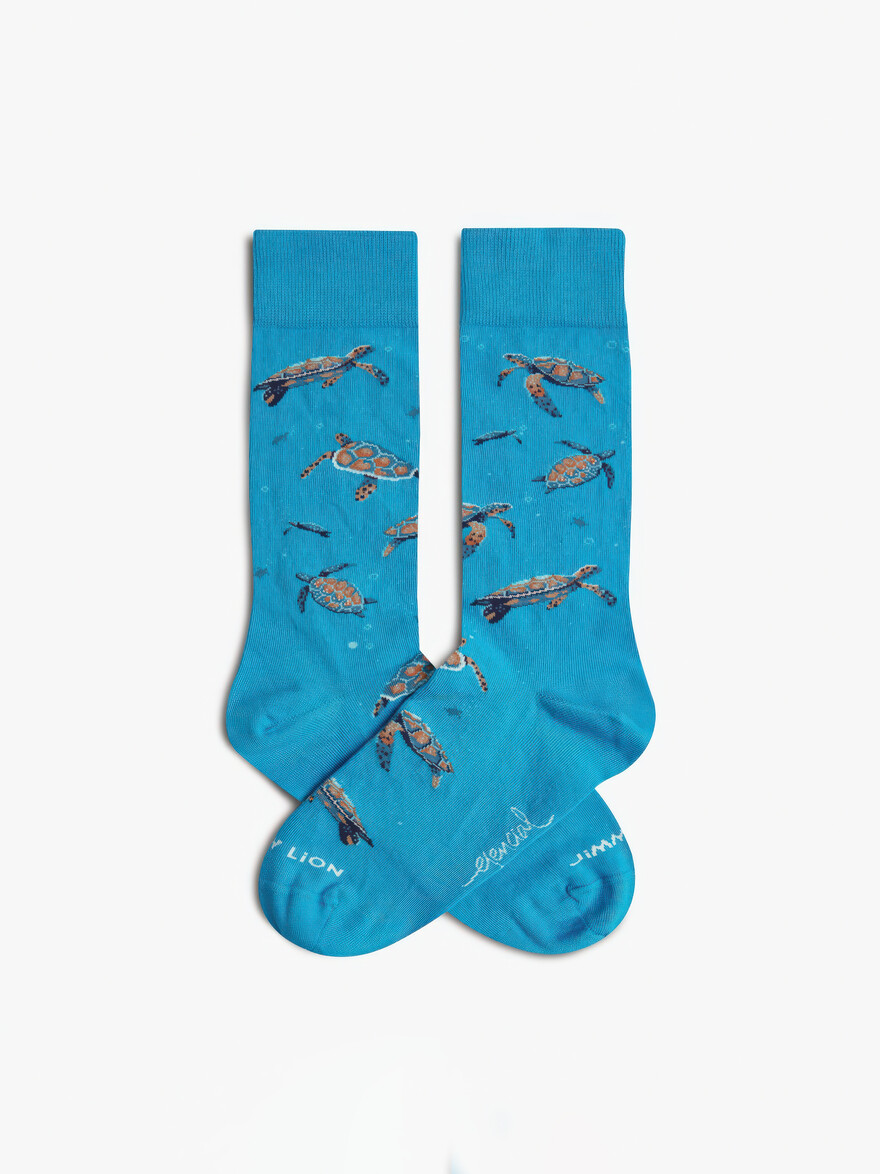 ♣ Turquoise Pura Vida Hawksbill Turtle Socks