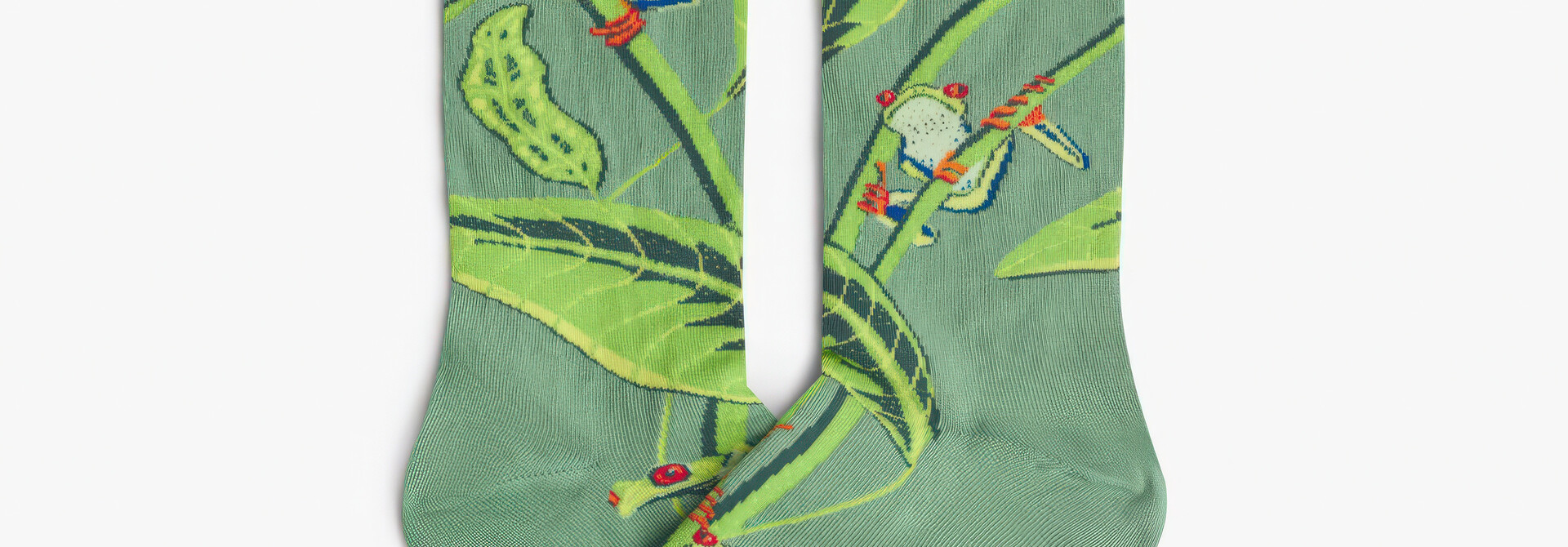 ♣ Green Pura Vida Red-Eyed Tree Frog Socks