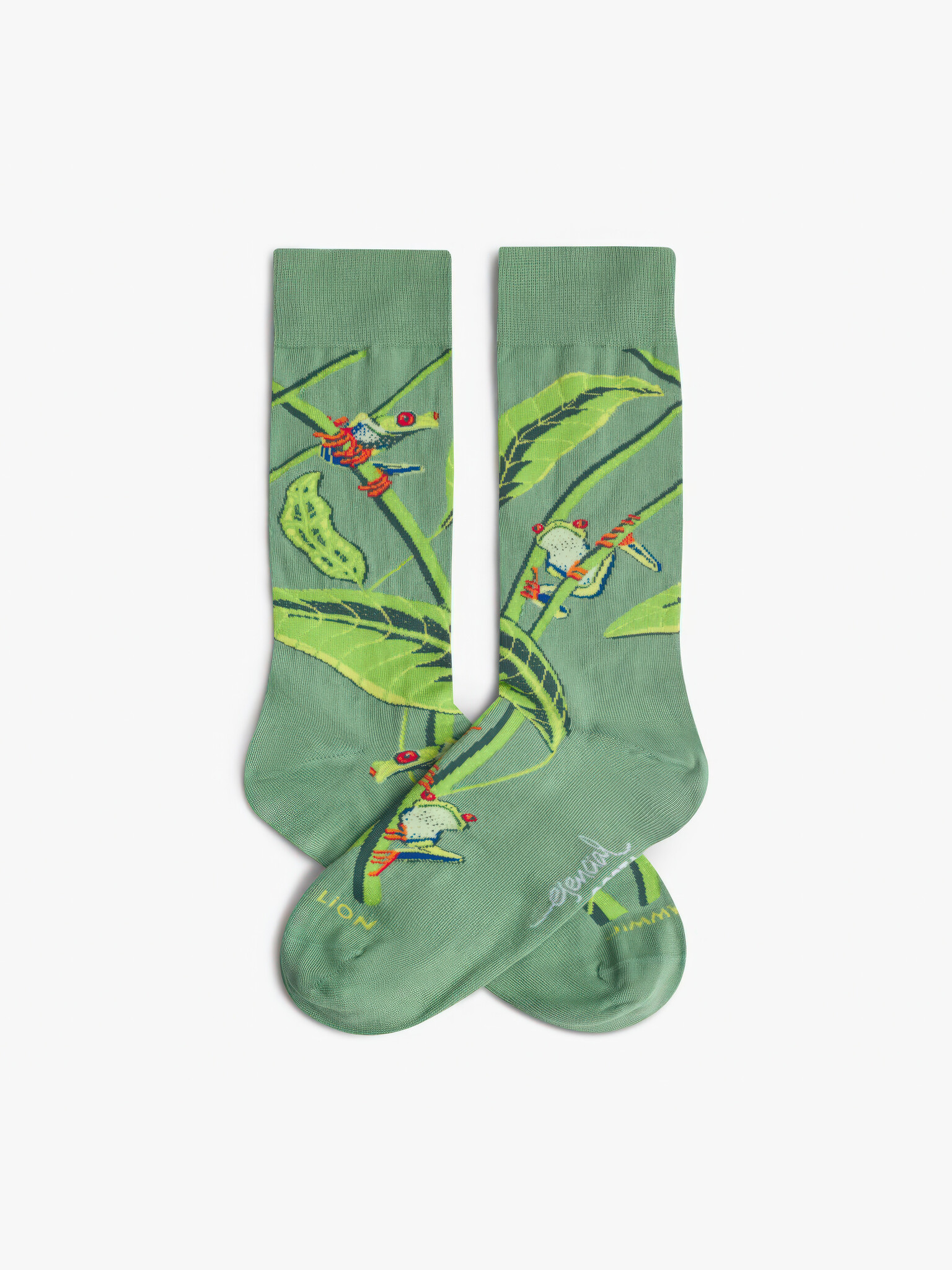 ♣ Green Pura Vida Red-Eyed Tree Frog Socks-1
