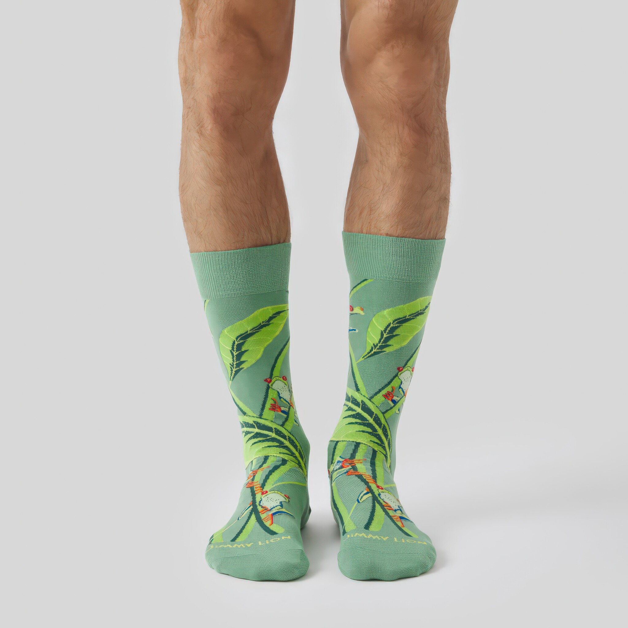 ♣ Green Pura Vida Red-Eyed Tree Frog Socks-3