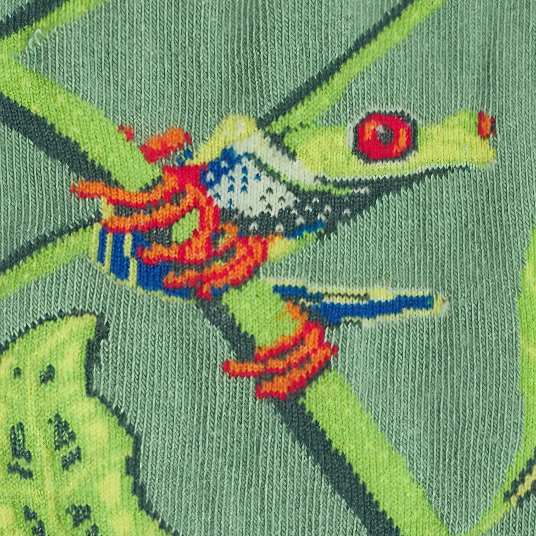 ♣ Green Pura Vida Red-Eyed Tree Frog Socks-6