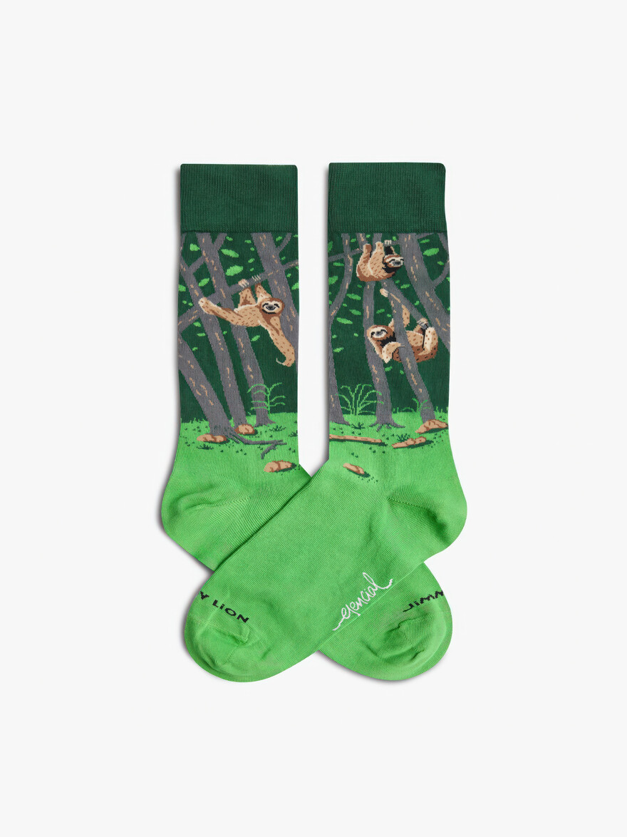 ♣ Green Pura Vida Sloth Socks