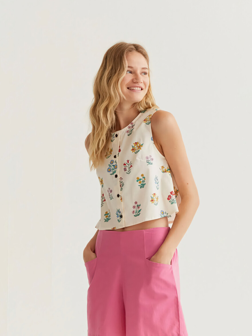 Porcelain Petal Sleeveless Top